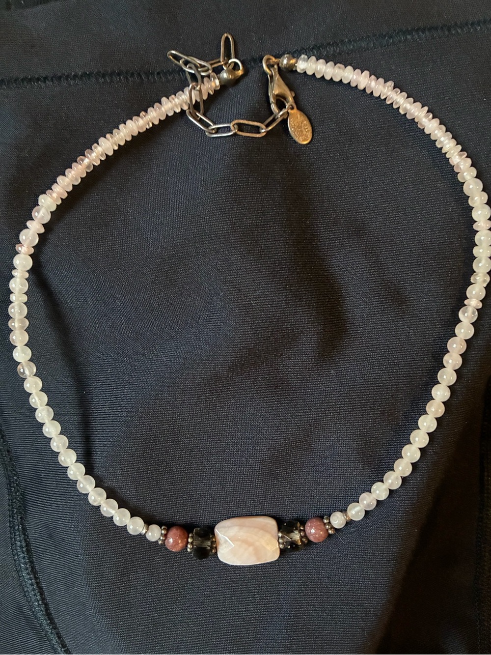 Silpada Pink and Black Beaded Necklace with Center Stone